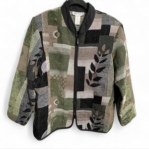 Geometric Floral Patchwork Zip Up Coldwater Creek Jacket Women’s L